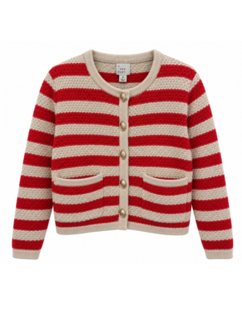Red & Cream Striped Cardigan